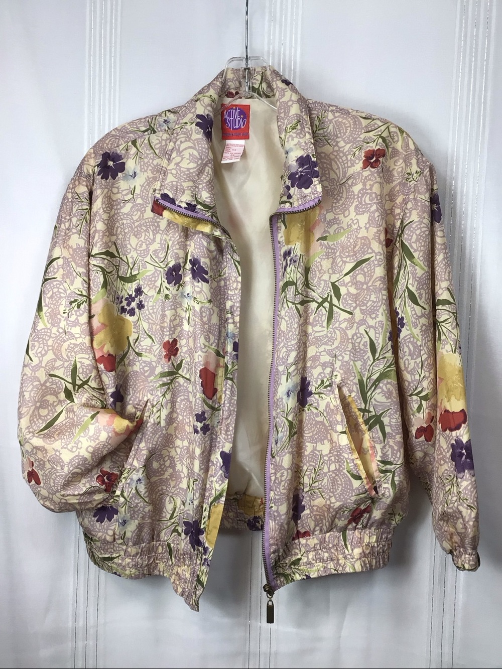 Vintage Active Studio Silk Floral Bomber/Windbreaker Jacket Sz.PS